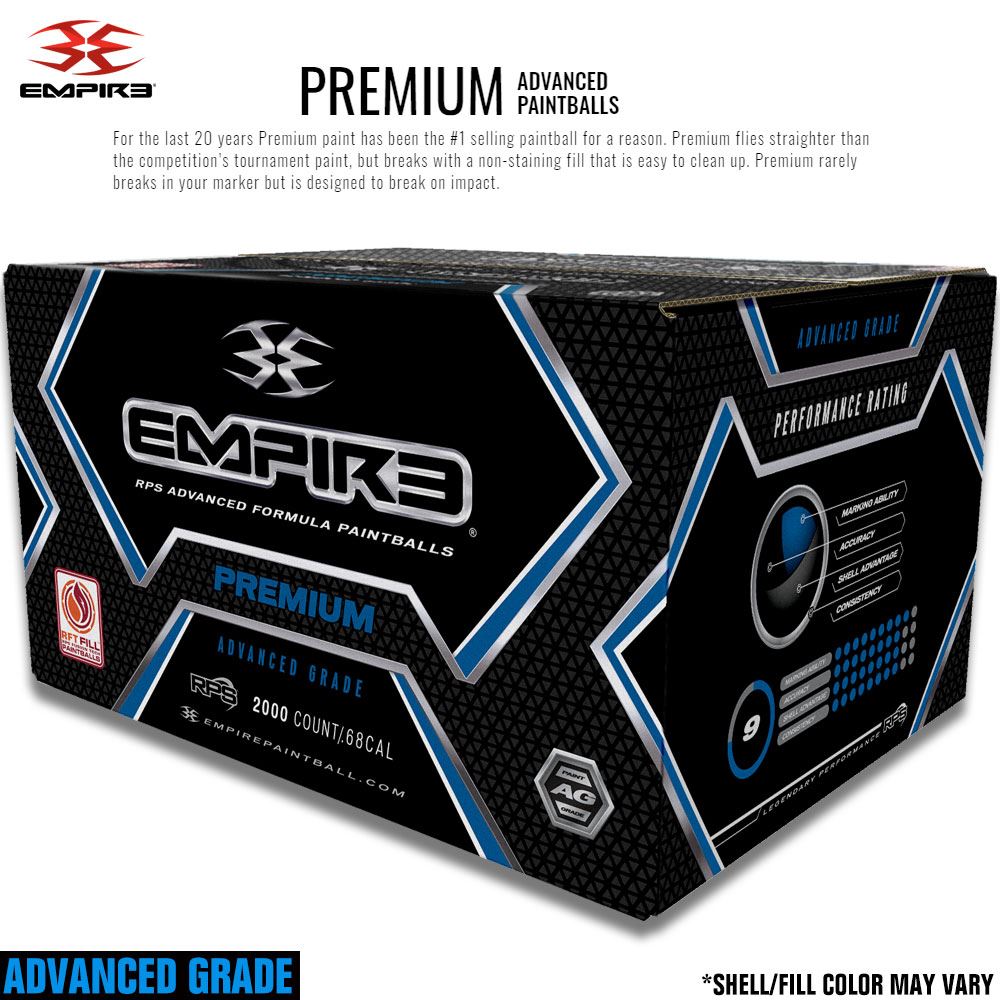 Empire Premium .68 Caliber Paintballs - Met Yellow Shell / Fill CF Empire