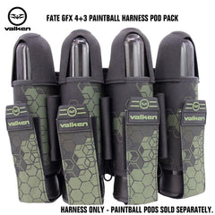 Valken Fate GFX 4+3 Paintball Harness Pod Pack - 3D Cube Olive Camo Valken