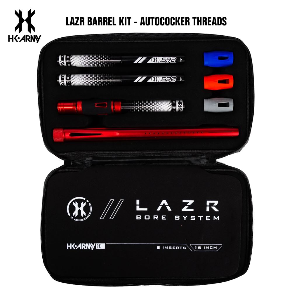 HK Army LAZR Paintball Barrel Kit - Autococker - Dust Red / Black Inserts HK Army