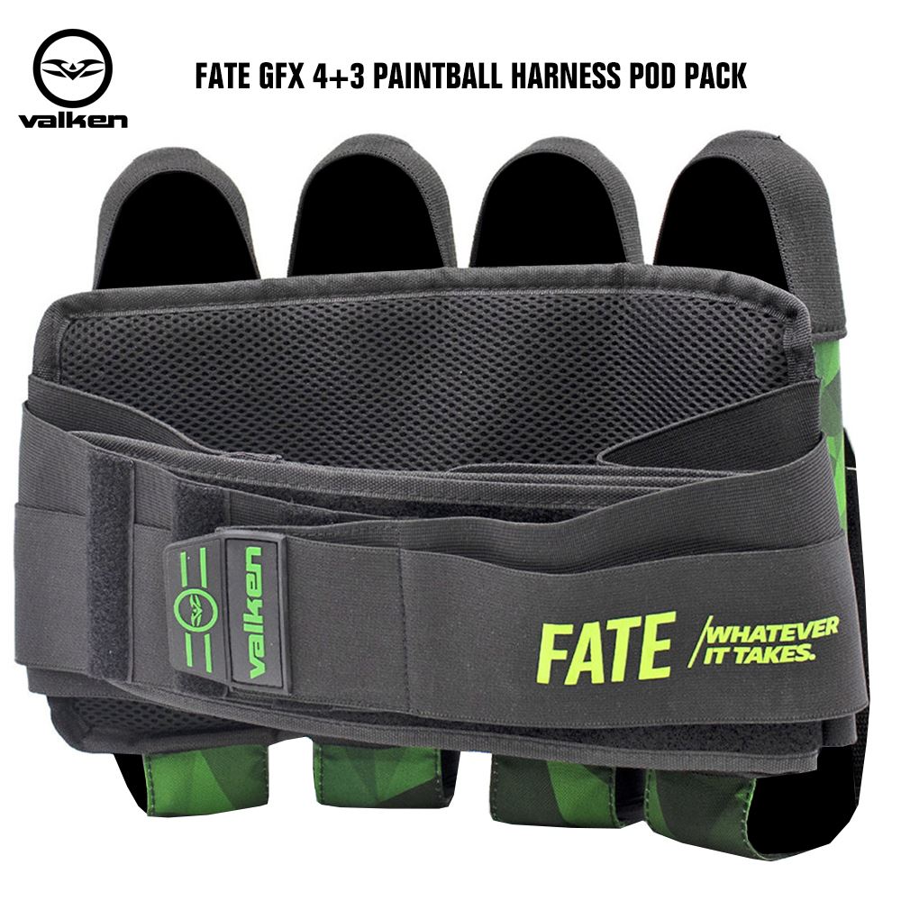 Valken Fate GFX 4+3 Paintball Harness Pod Pack - Polygon Green Valken