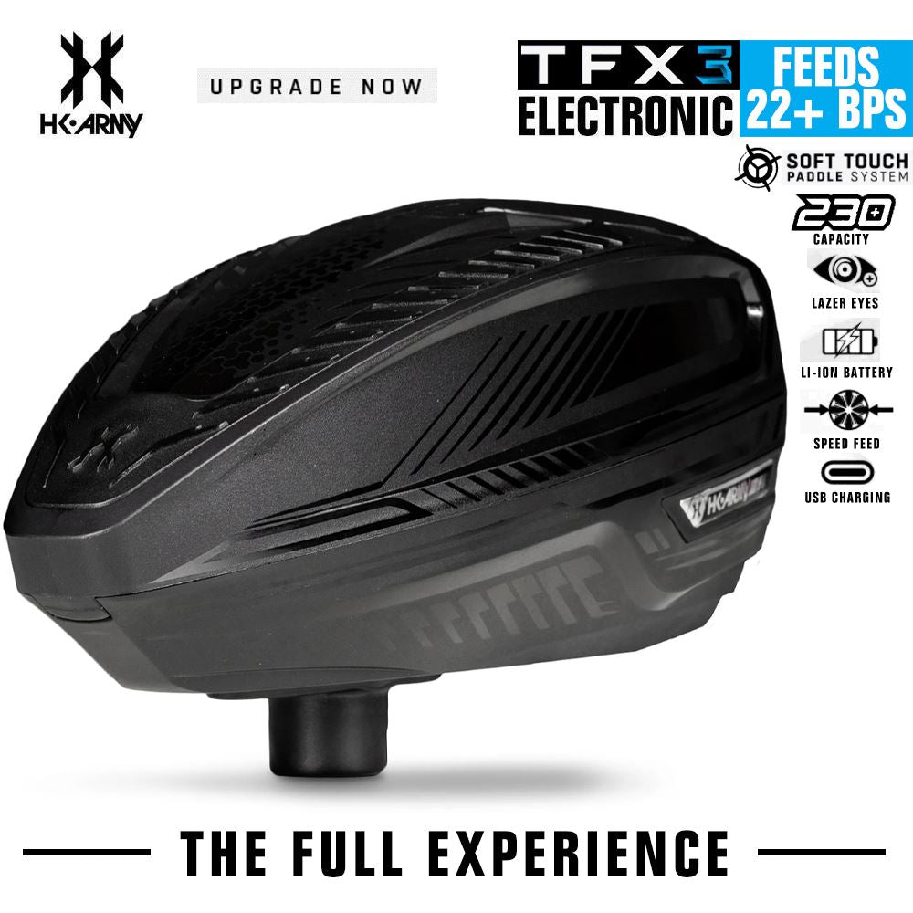 HK Army TFX 3.0 Electronic Paintball Loader - 22+ BPS - Black/Black HK Army