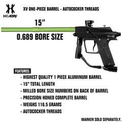 HK Army XV One-Piece Paintball Barrel - Autococker - Dust Neon Green - 0.689 Bore Size HK Army