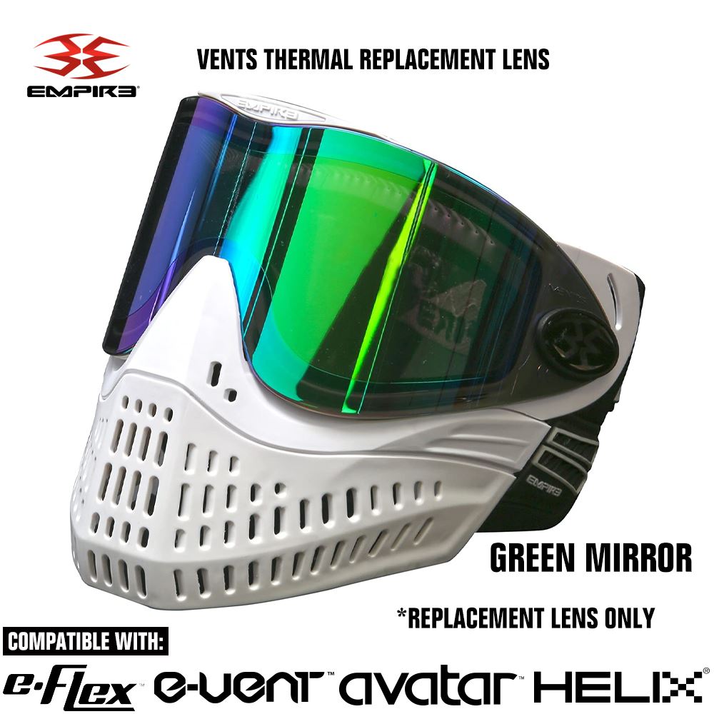 Empire Vents Paintball Mask Goggles Thermal Replacement Lens - Green Mirror Empire